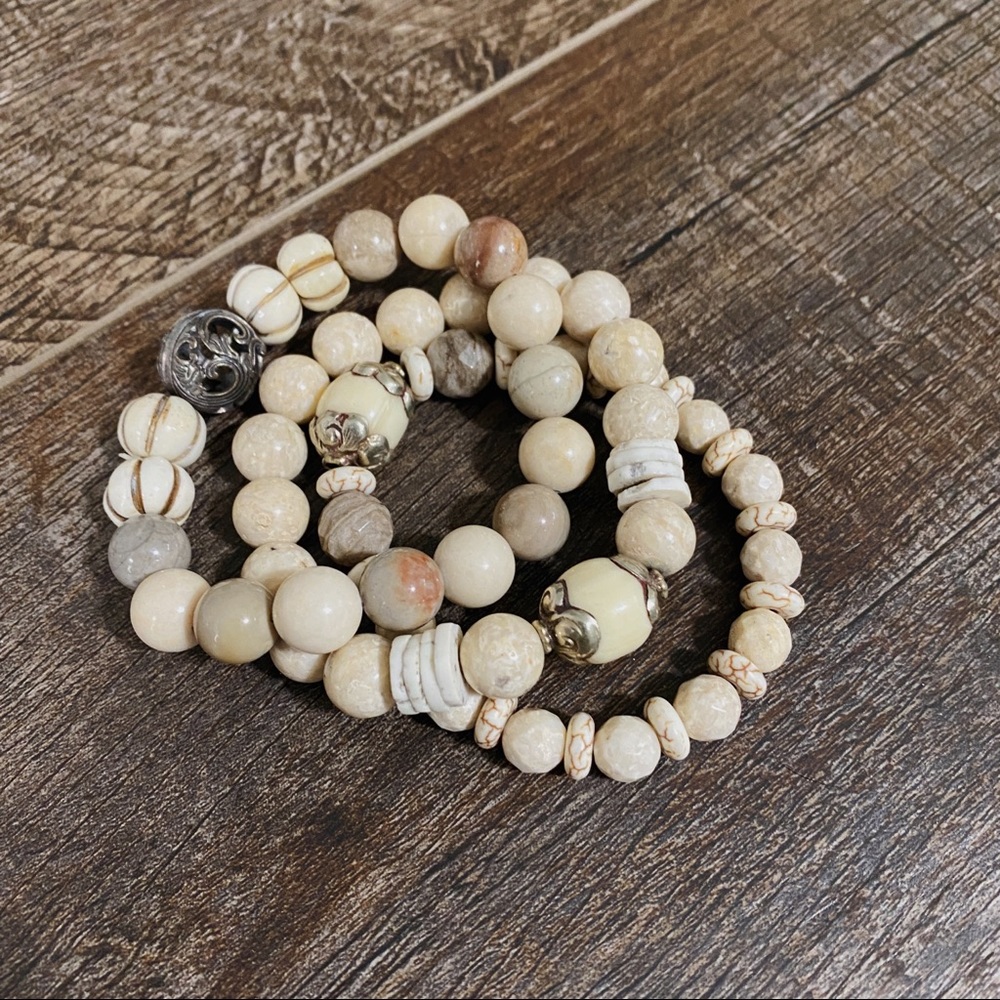 Boho Style Stretchy Beaded Bracelet Set Jewelry